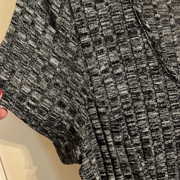 Grey Short Sleeve Tight Knit Dress - Picture 2 of 3